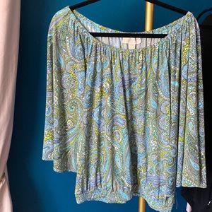 Off shoulder paisley blouse